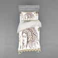 thumbnail image 2 of Ambesonne Ethnic Bedding Set 4 Pcs, Portrait, Queen, Chocolate White Teal, 2 of 3