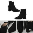 thumbnail image 2 of WORGEOUS 1 par de botas de punta cuadrada, zapatos de tacón grueso, botas de tacón medio, botines de mujer, 2 of 8