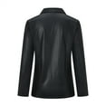 thumbnail image 6 of Honeeladyy Discount Faux Leather Shirt Top for Women Tight Lapel Long Sleeve Pockets Front Chest Single-Button Solid Color Blouse, 6 of 9