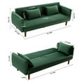 thumbnail image 4 of Aukfa 76" Velvet Futon Convertible Sofa Bed, 3 Seater Arm Couch for Home Office, 2 Pillows, Green, 4 of 12