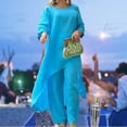 thumbnail image 4 of 2pcs/set Loose Solid Two Piece Sets Loose Pants Suit for Shopping (Blue S), 4 of 7