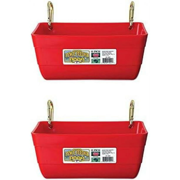 FF11RED 4.5 Quart Heavy Duty Plastic Feed Trough Bucket Fence Feeder