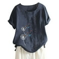 thumbnail image 1 of Gibobby Playeras Mujer Camisas de mujeres Loose Daily con estilo（Azul marino， M), 1 of 4
