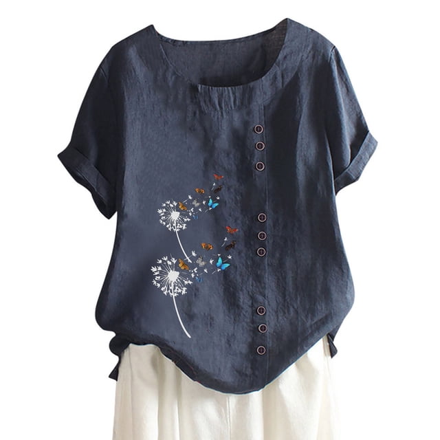 Gibobby Playeras Mujer Camisas de mujeres Loose Daily con estilo(Azul marino, M)