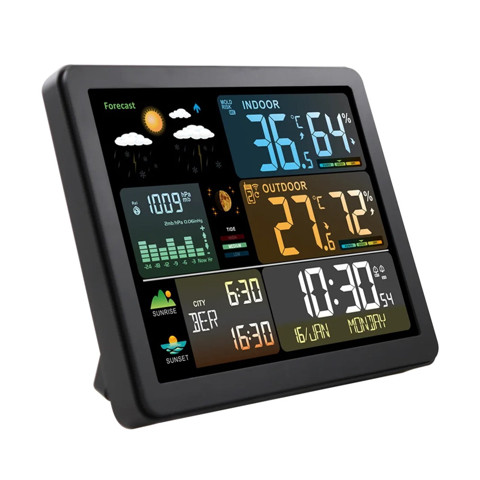 Digital Weather Station Clock Indoor Outdoor Temperature and Humidity Meter Weather Forecast