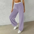 thumbnail image 4 of DPTALR Women's Solid Color Drawstring Furry Wide Leg Cuffed Warm Trousers,Purple,Size M, 4 of 7