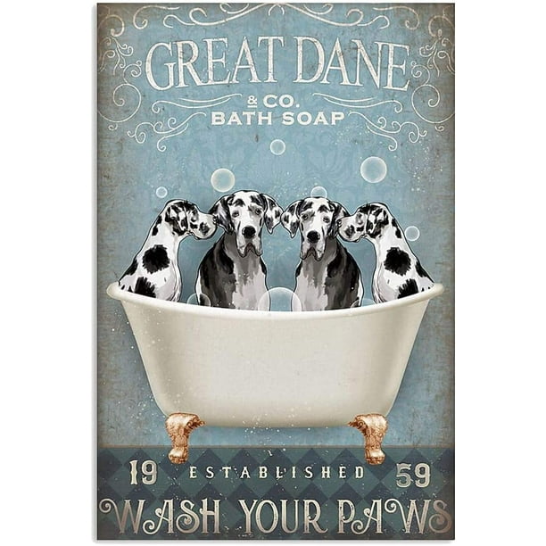 Great Dane Bath Soap Bathroom Wall Retro Metal Tin Sign, Bathroom