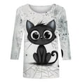 thumbnail image 4 of Xdegoge Halloween Shirts for Women 3/4 Sleeve Tops Witch Pumpkin Graphic Shirts Crew Neck Tunic T Shirts Spooky Season Tshirt Holiday Party Casual Blouses Fall Fashion 2025, 4 of 4
