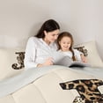 thumbnail image 4 of Erosebridal Vintage Leopard Print Bow Tie Full Size Comforter Sets 3 Pieces For Girls Boys,Adults Personalized Initial J Bedding Sets,Grey Reversible, 4 of 6