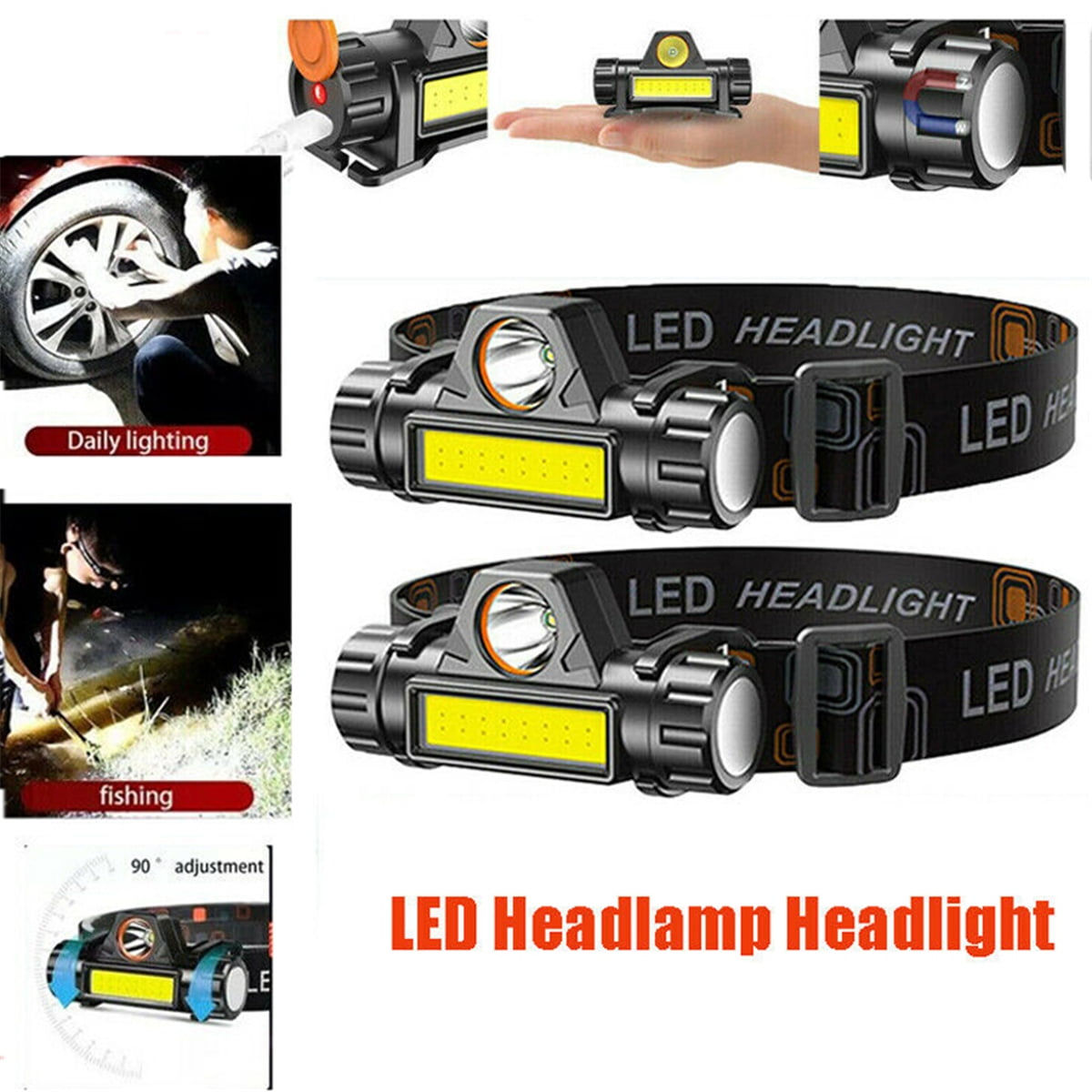 12000LM USB Rechargeable COB LED Headlamp Headlight Head Light Torch Flashlight 