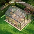 thumbnail image 4 of Sylviera 8x10ft Outdoor Walk-in Greenhouse with Thermometer Hygrometer, Heavy-Duty Polycarbonate Green House with Reinforced Aluminum Frame for Garden, Backyard, and Winter Planting, 4 of 9