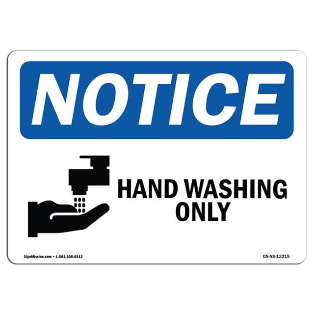 SignMission OS-NS-P-1824-L-13215 Panneau de Signalisation - Lavage des Mains Uniquement