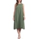thumbnail image 2 of Vestidos de lino para mujer INSPIRE CHIC, con cuello redondo, corte holgado, sin mangas, vestidos de verano casuales con bolsillos, color verde S, 2 of 6