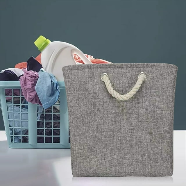 Fiudx Cesta de Almacenamiento de Lino, Diseño Plegable, Portátil de Gran Capacidad, Organizador Multifuncional para Artículos Diversos, para Guardar En El Armario de La Oficina En Casa, para Usar En