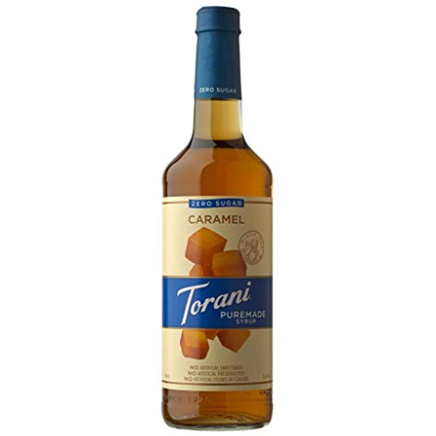 Torani Puremade Syrup, Zero Sugar Caramel Flavor, Glass Bottle, Natural