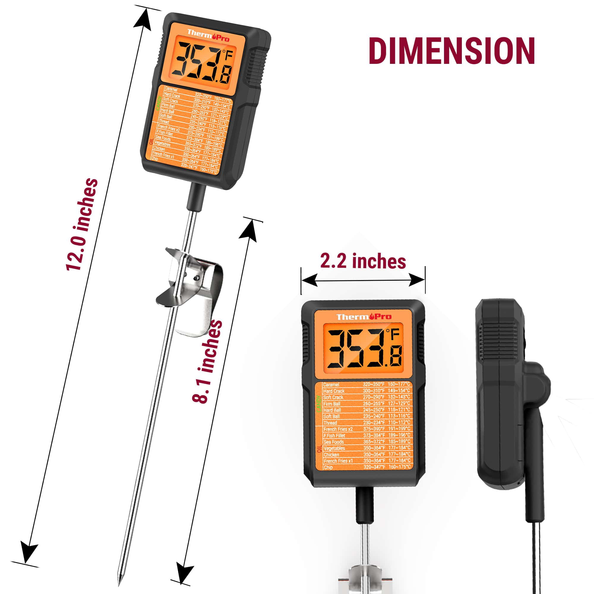 ThermoPro TP01A Digital Meat Thermometer for Cooking Candle Liquid Deep  Frying Oil Candy, Kitchen Food Instant Read Thermometer with Super Long  Probe