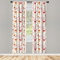 thumbnail image 3 of Ambesonne Autumn Curtains, Season Forest Flora Design, Pair of 28"x84", Vermilion Mustard and White, 3 of 5