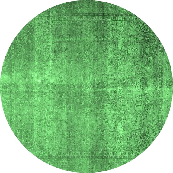 Ahgly Company Indoor Round Persian Emerald Green Traditional Area Rugs, 7' Round