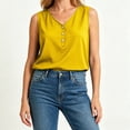 thumbnail image 6 of Qiopertar Satin Tank Tops for Women V Neck Sleeveless Button Down Casual Loose Flowy Summer Blouse Yellow L, 6 of 7