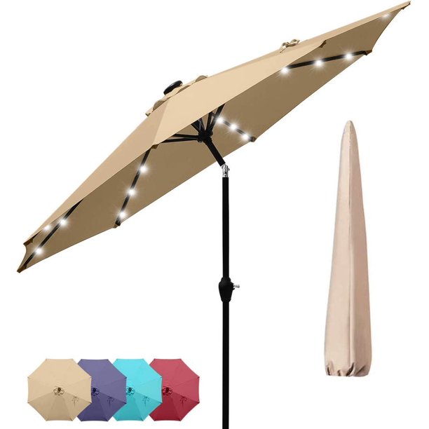 Quictent 9ft 3 Years Non Fading Patio Umbrella 32 Led Lights Outdoor Garden Table Canopy Market Umbrella Pool Backyard With Ventilation Top 8 Ribs 240g Yarn Dyed Fabric With Push Button Tilt Walmart Com