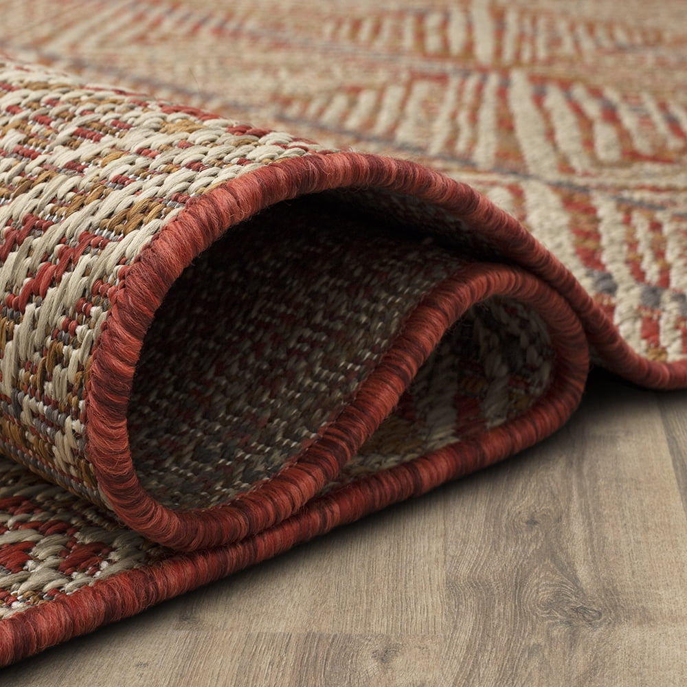 Mohawk Home Taos Geometric Outdoor Area Rug, Rust, 4' x 5' 6"