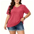 thumbnail image 6 of Bixock Plus Size Women Tops Maternity T Shirts Blouse Solid Color V Neck Short Sleeve Loose Breathable Summer Daily Office Top, 6 of 6