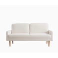 thumbnail image 6 of Xukmct 3 Seater Loveseat Sofa with Wood Legs, Upholstered Velvet Sofa Couch Living Room, Home, Apartment, Office, Ivory White, 6 of 8