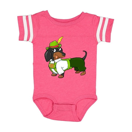 

Inktastic Cute black and brown dachshund in traditional German costume Gift Baby Boy or Baby Girl Bodysuit