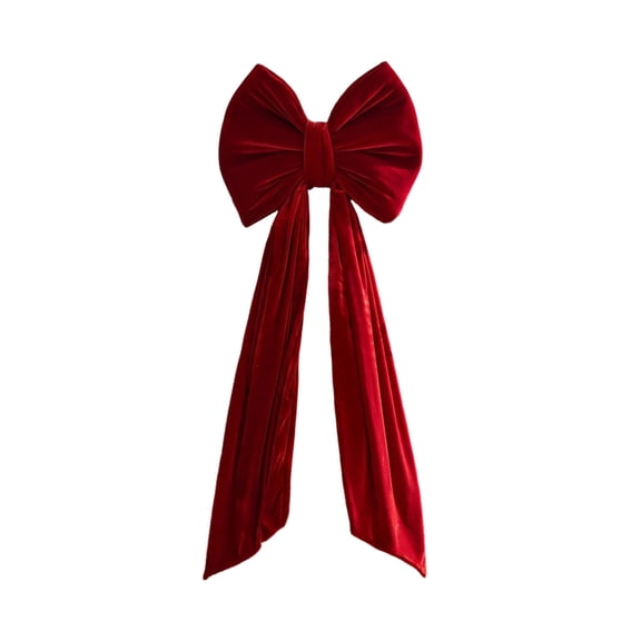 HOARBOEG Christmas Velvet Bow 15.7 x 70.9 Inch, Large Burgundy Trailing Bow, Tree Topper Door Fireplace Mantel Holiday Decorative Statement Piece