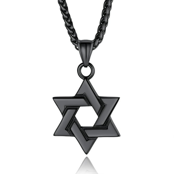 ChainsProMax Black Jewish Necklace Stainless Steel Chain Star of David Pendant