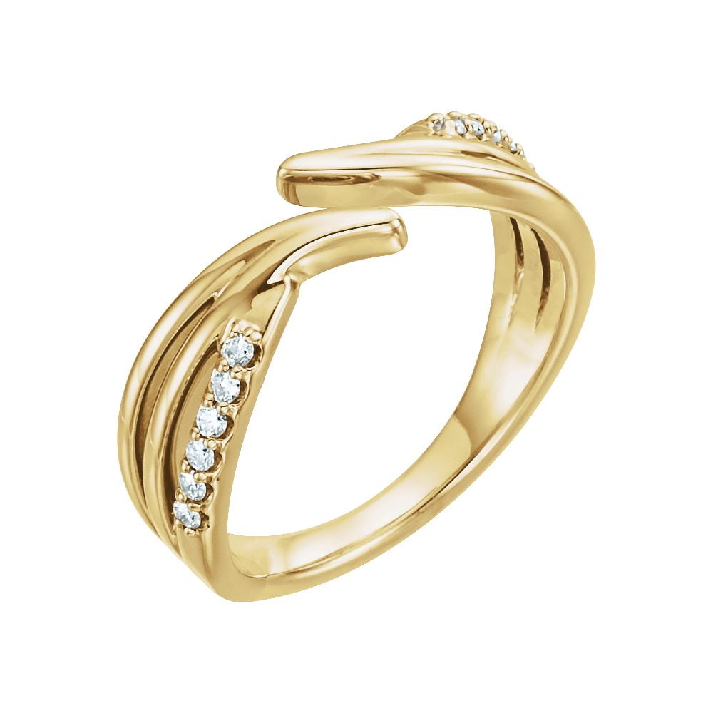 Jewelry 14k Yellow Gold Polished 0.13 Dwt Diamond Bypass Ring Size 6.5 Jewelry Gifts for