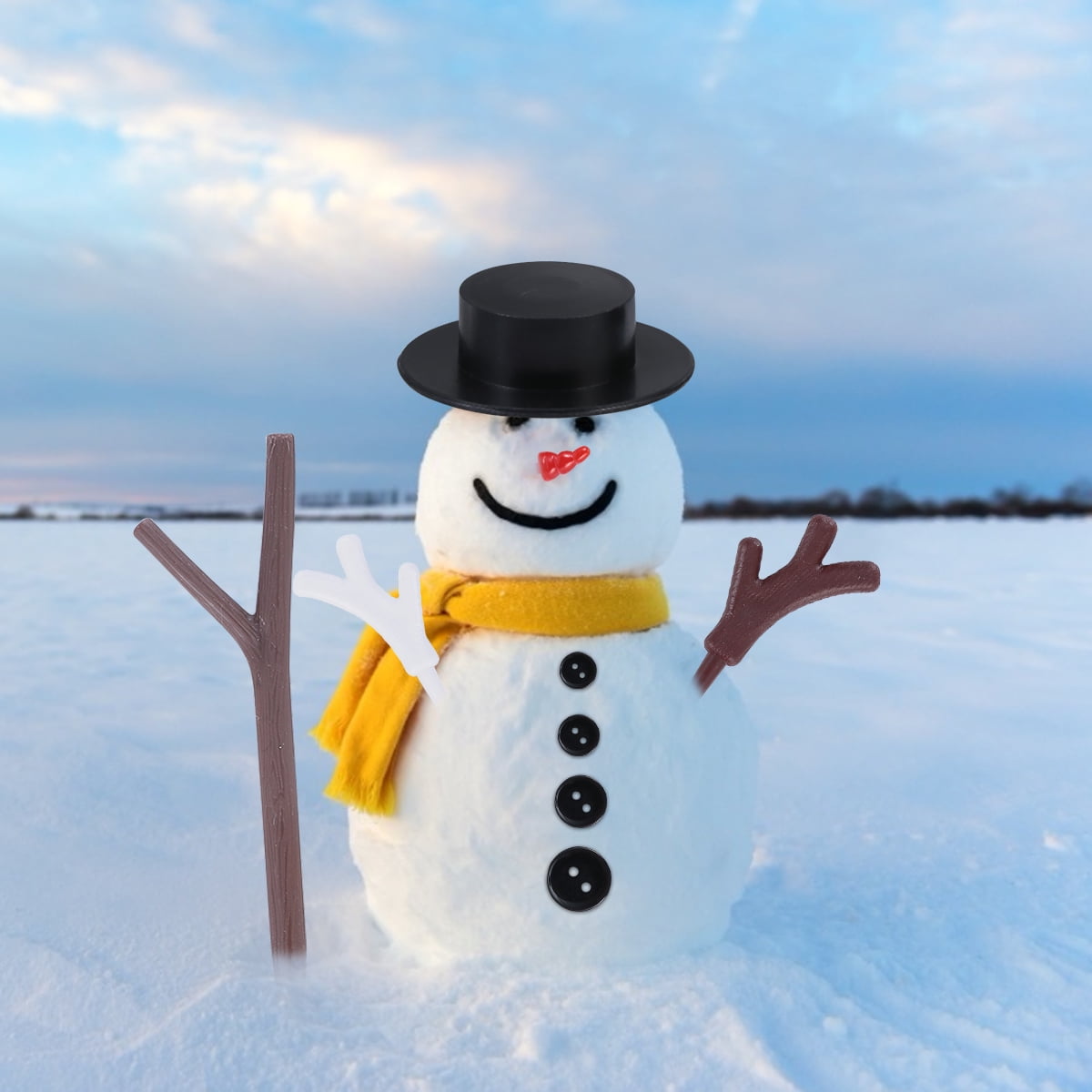 HOOWIFFY Christmas Snowman Craft Kit with Black Plastic Accessories for Holiday Decor and Fun Seasonal Projects