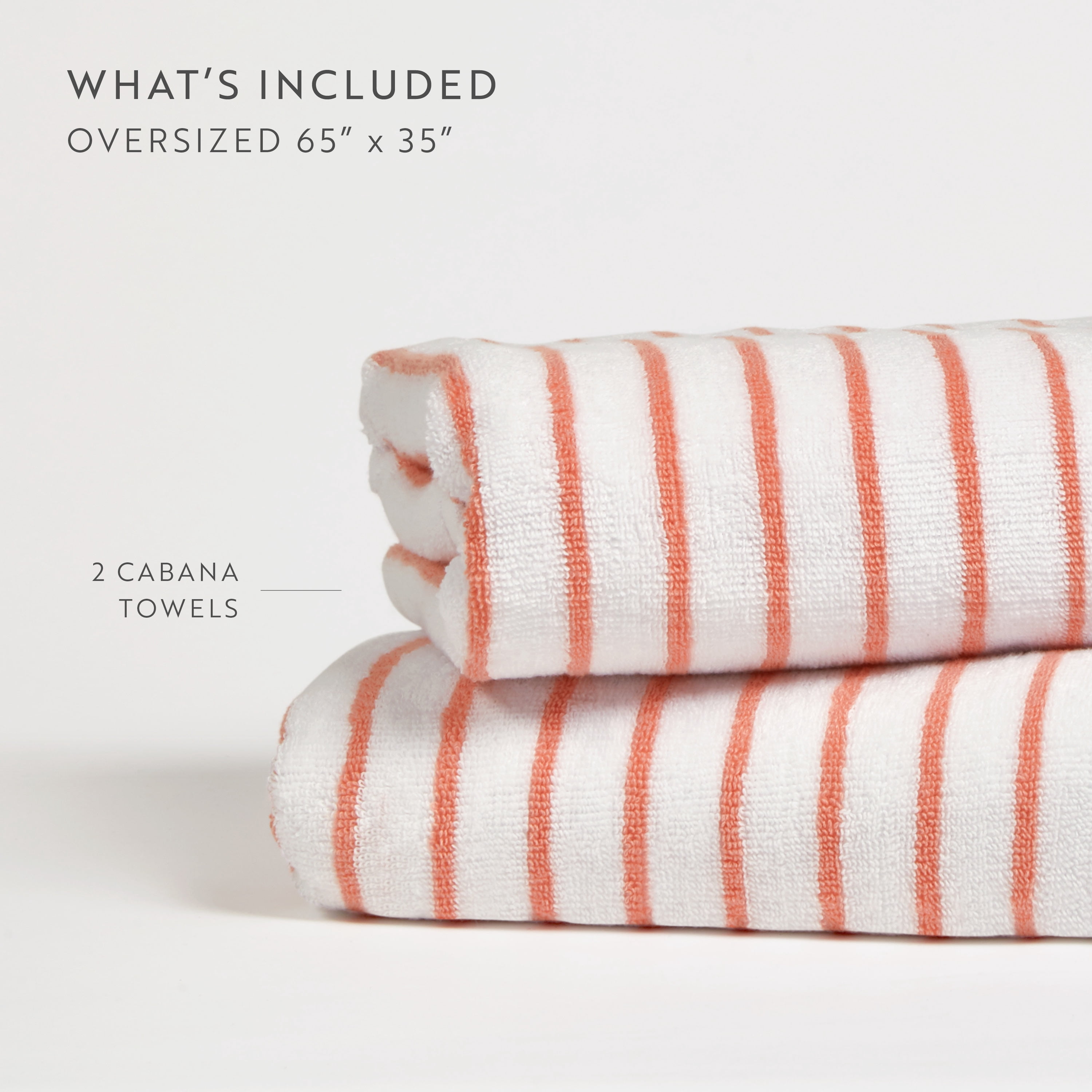 Noble Linens 2 pack Striped Cotton Cabana Beach and Pool Towels