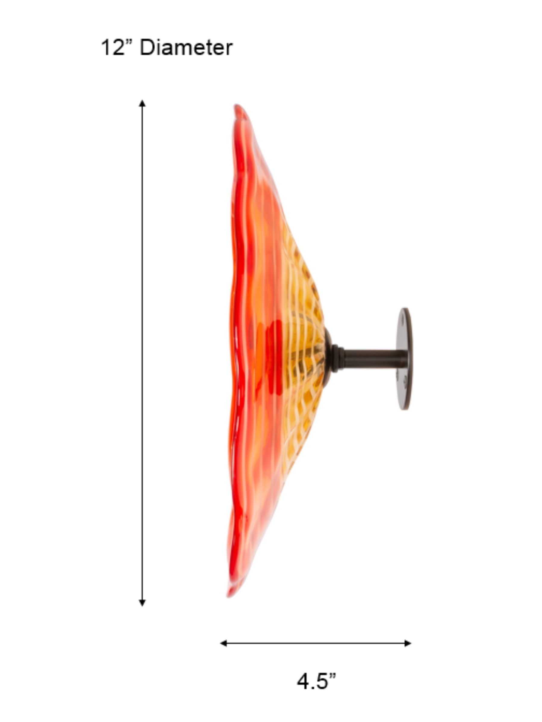 Dale Tiffany Merida Flower Hand Blown Art Glass Wall Décor with Wall Mounting Bracket, 12-Inch Diameter