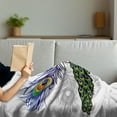thumbnail image 3 of Peacock Soft Flannel Fleece Throw Blanket, Male Peacock Feathers Springtime Wilderness Crowned Majestic Animal Pattern, Cozy Plush for Indoor and Outdoor Use, 70" x 90", Multicolor, by Ambesonne, 3 of 5
