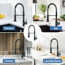 Zovajonia Black Kitchen Faucet With Pull Out Sprayer For Kitchen Sink Single Hole Commercial Kitchen Faucet