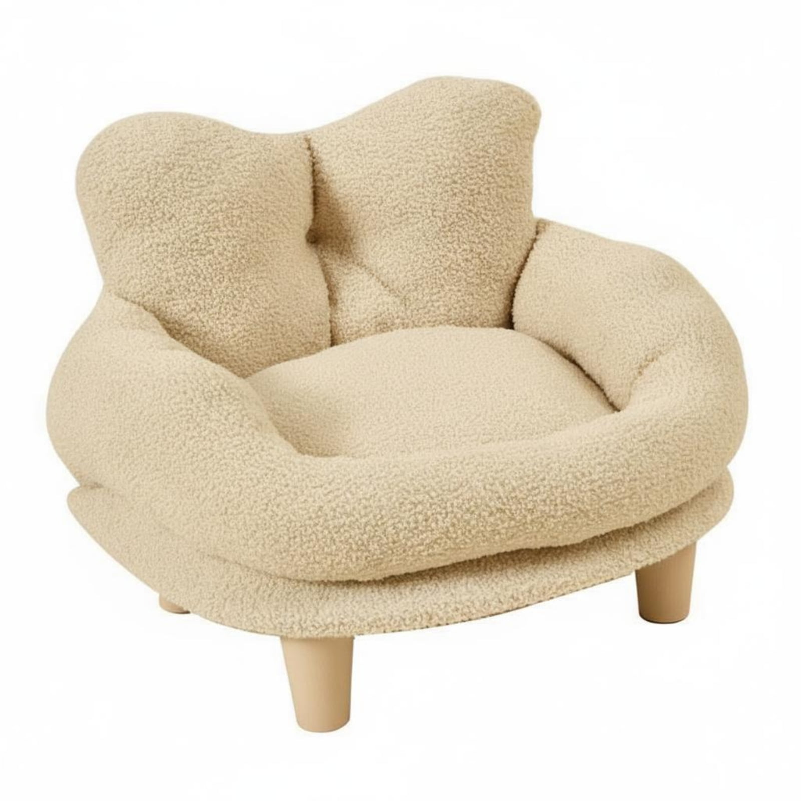 Serenable Pet Lounger Couch Bed Teddy Fleece Lined Washable Cover for Indoor Cats and Small Breeds Year Round