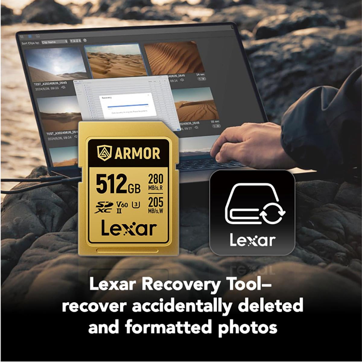 Lexar Professional ARMOR GOLD 512GB UHS-II V60 SDXC Memory Card