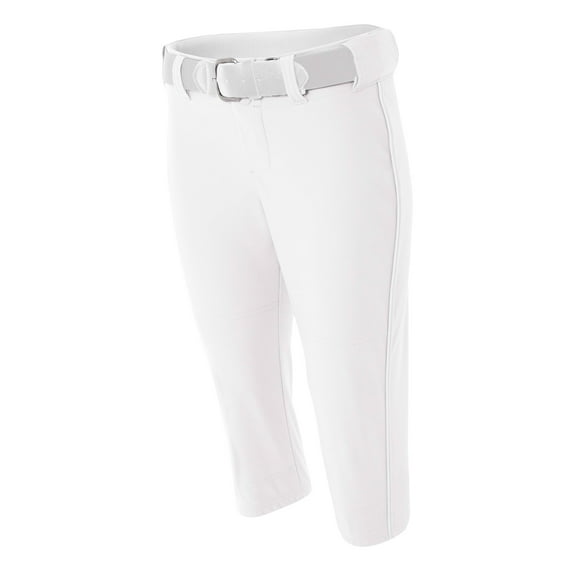 A4 Womens Adult 100% Polyestersports Athletic Performance Softball Pant With Piping , WHITE, Small, NW6188