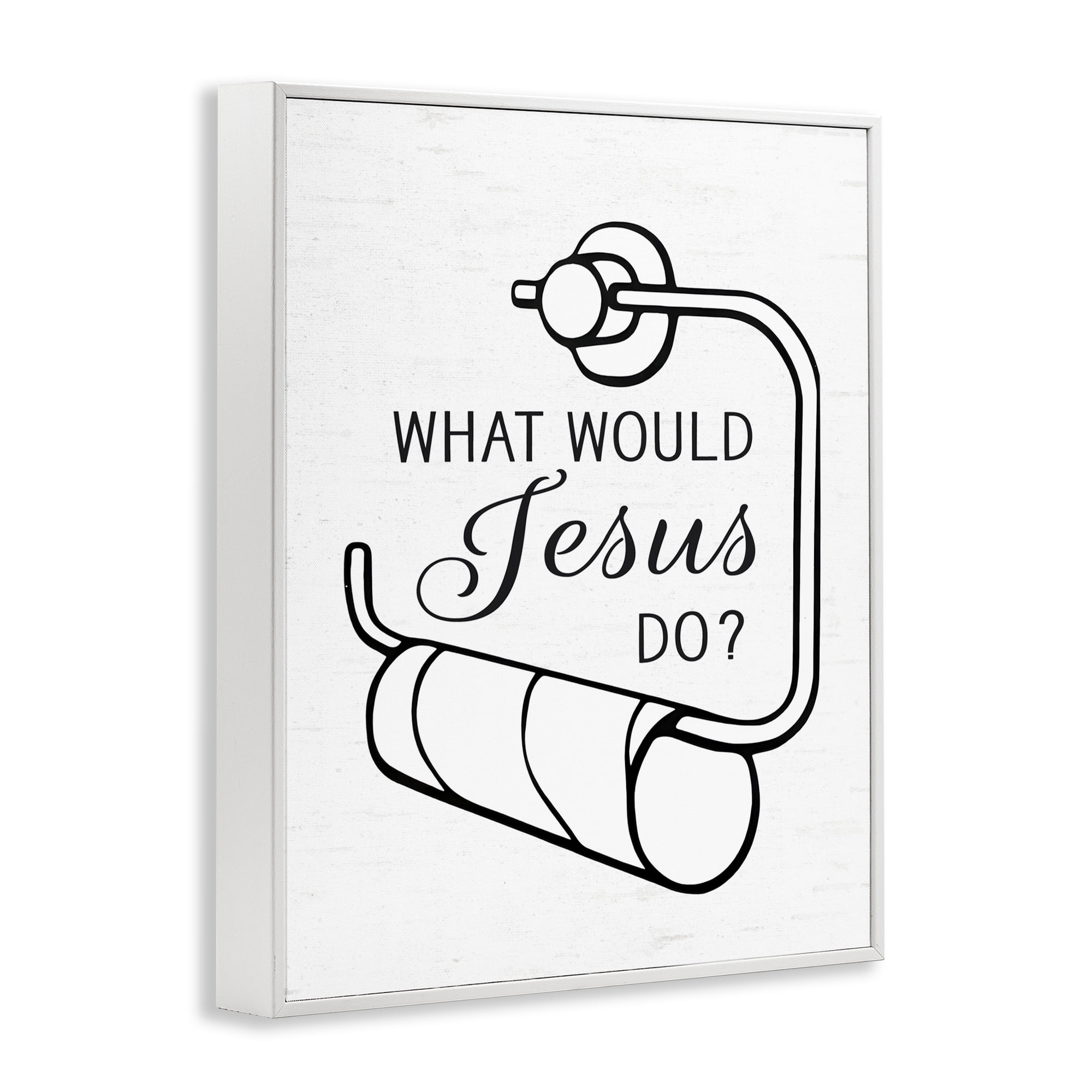 What Would Jesus Do Toilet Paper White Framed Giclee Art, design by Lettered and Lined