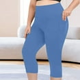 thumbnail image 6 of RYRJJ Women's High Waisted Yoga Capris with Pockets Butt Lifting Workout Athletic Running Capri Leggings Plus Size Gym Yoga Pants(Blue,3XL), 6 of 9