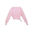 thumbnail image 4 of YEAHDOR Kids Little Girls Ballet Knit Wrap Sweater Long Sleeve Warm-up Cardigan Pink 9-10, 4 of 7