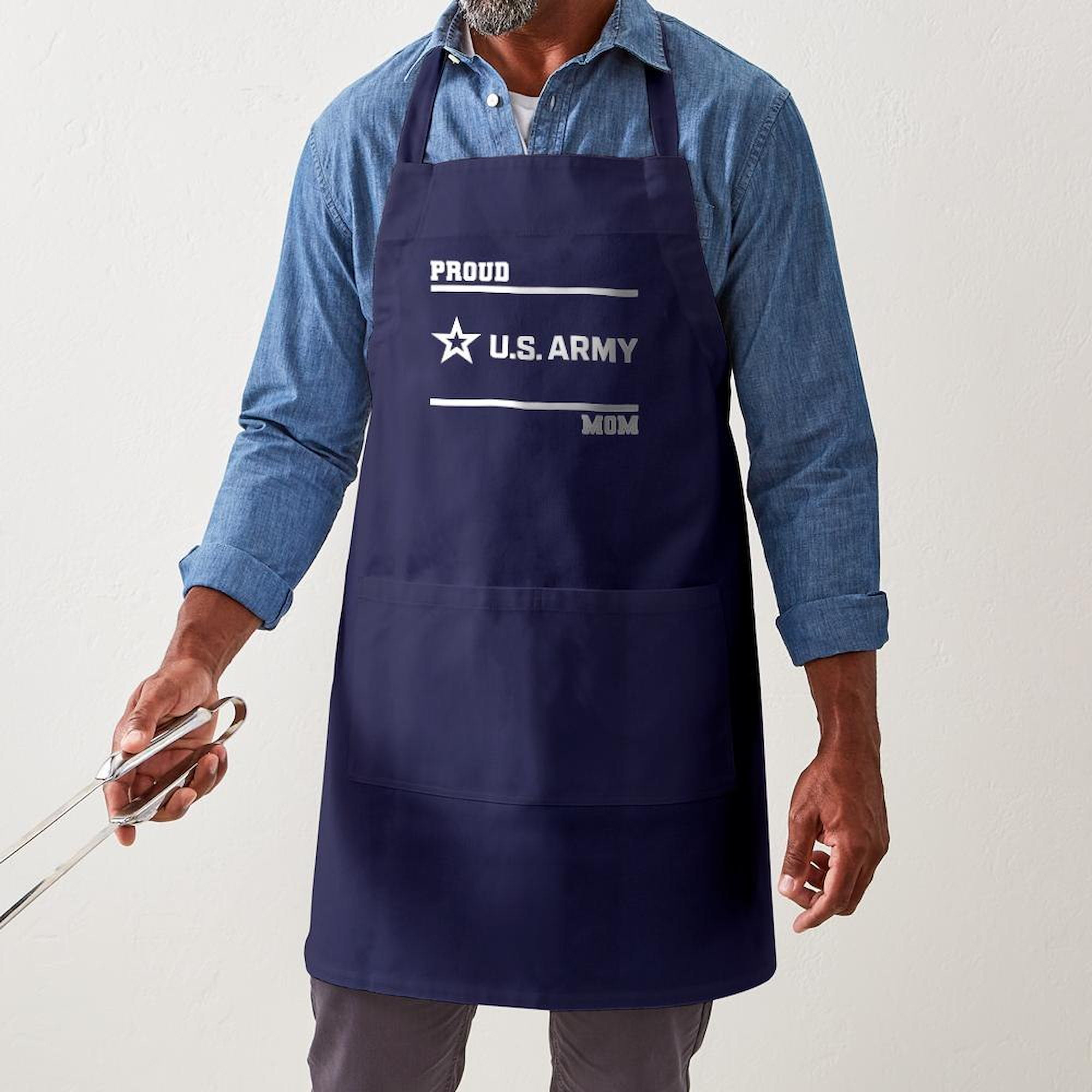 CafePress - Proud Army Mom White - Kitchen Apron with Pockets, Grilling Apron, Baking Apron