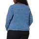 thumbnail image 3 of Abrigo de mezclilla sin cuello de manga larga para mujer de tallas grandes Agnes Orinda 5X Azul claro, 3 of 8
