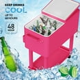 thumbnail image 2 of PEXMOR 80 Quart Rolling Ice Chest Cooler Cart, Portable Outdoor Drink Beverage Bar with Shelf & Bottle Opener, 2 of 13