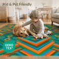 thumbnail image 4 of ODIKA 8'x10' Washable Area Rug Retro Abstract Prism Bold Bands Vibrant Classroom Mid Striped Century Playful for Dining Room, Large Office, Lounge, Non-Slip Chair-Friendly Mat, 4 of 7