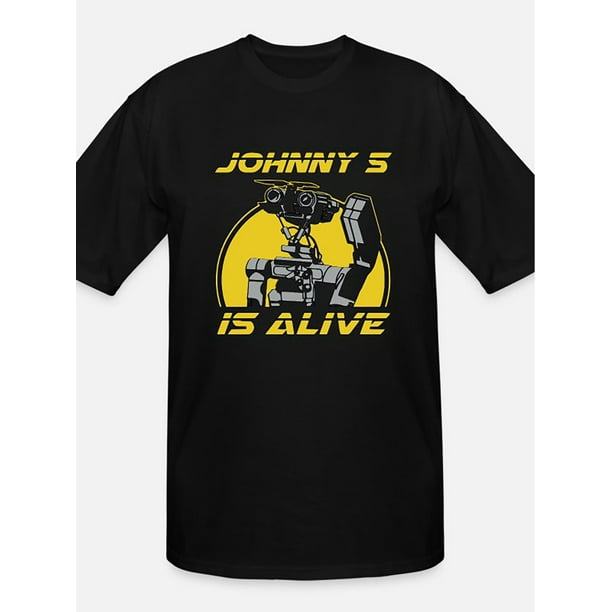 Johnny 5 is Alife Robots 80s Movie Gift Creative -1029 Funny Men's Short Sleeve Pattern T-shirt Series Black