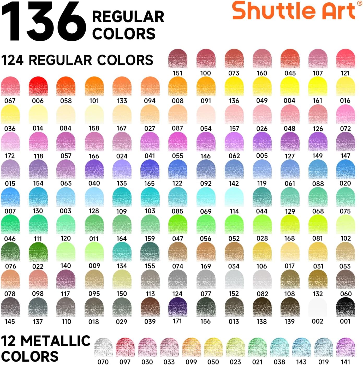 Shuttle Art 136 Colored Pencil Set with Metallic Colors photo 7