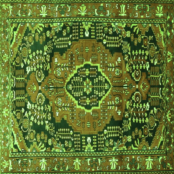 Ahgly Company Indoor Square Persian Green Traditional Area Rugs, 6' Square