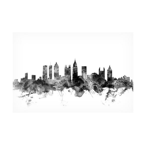 Trademark Fine Art Michael Tompsett Atlanta Georgia Skyline B&W Canvas Wall Art - 16x24